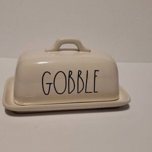 Rae Dunn Artisan Collection by Magenta Butter Dish with Word Gobble